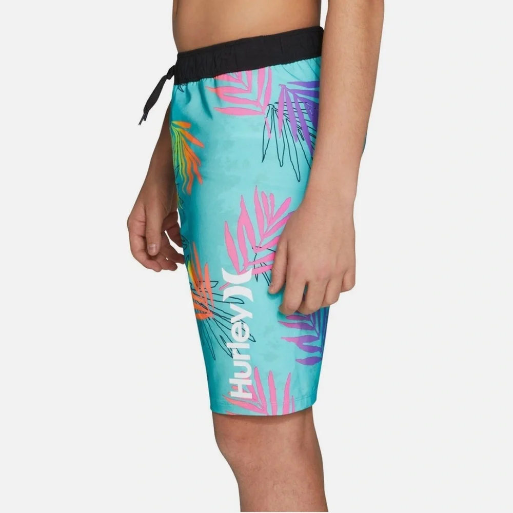 NWT Hurley Teal Tropical Print Swim Shorts